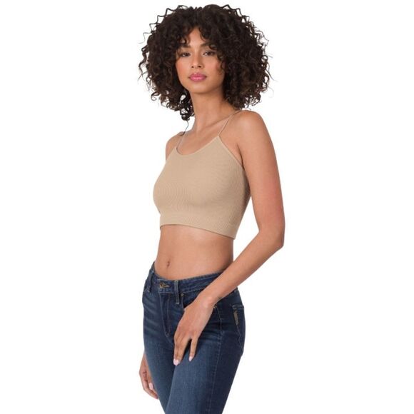 NWT RIBBED SEAMLESS SKINNY STRAP BRAMI ASH MOCHA - Picture 1 of 3